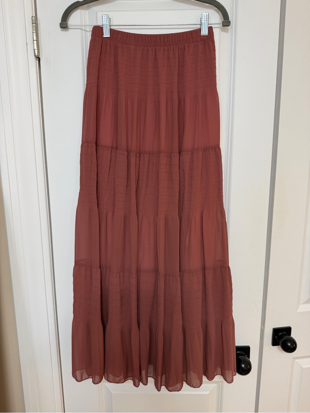 Women's Tiered Maxi Skirt in Dusty Rose